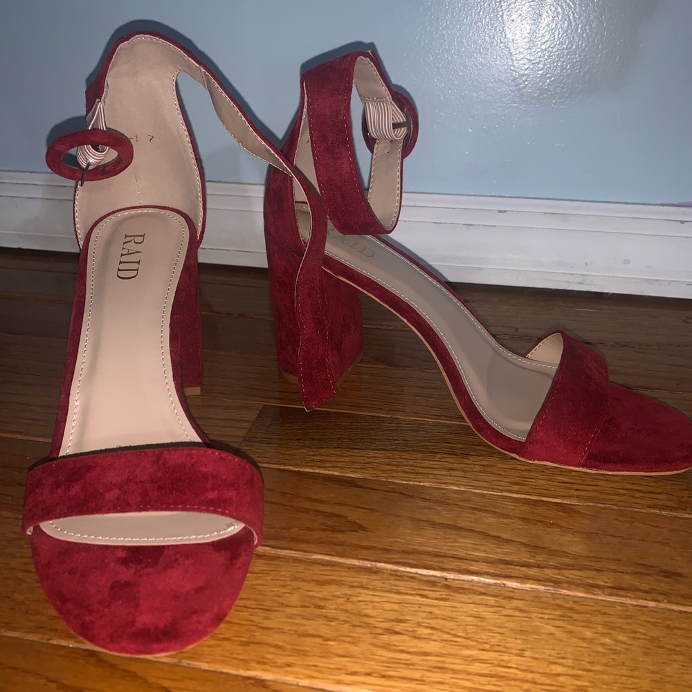 RAID Genna burgundy block heeled sandals
